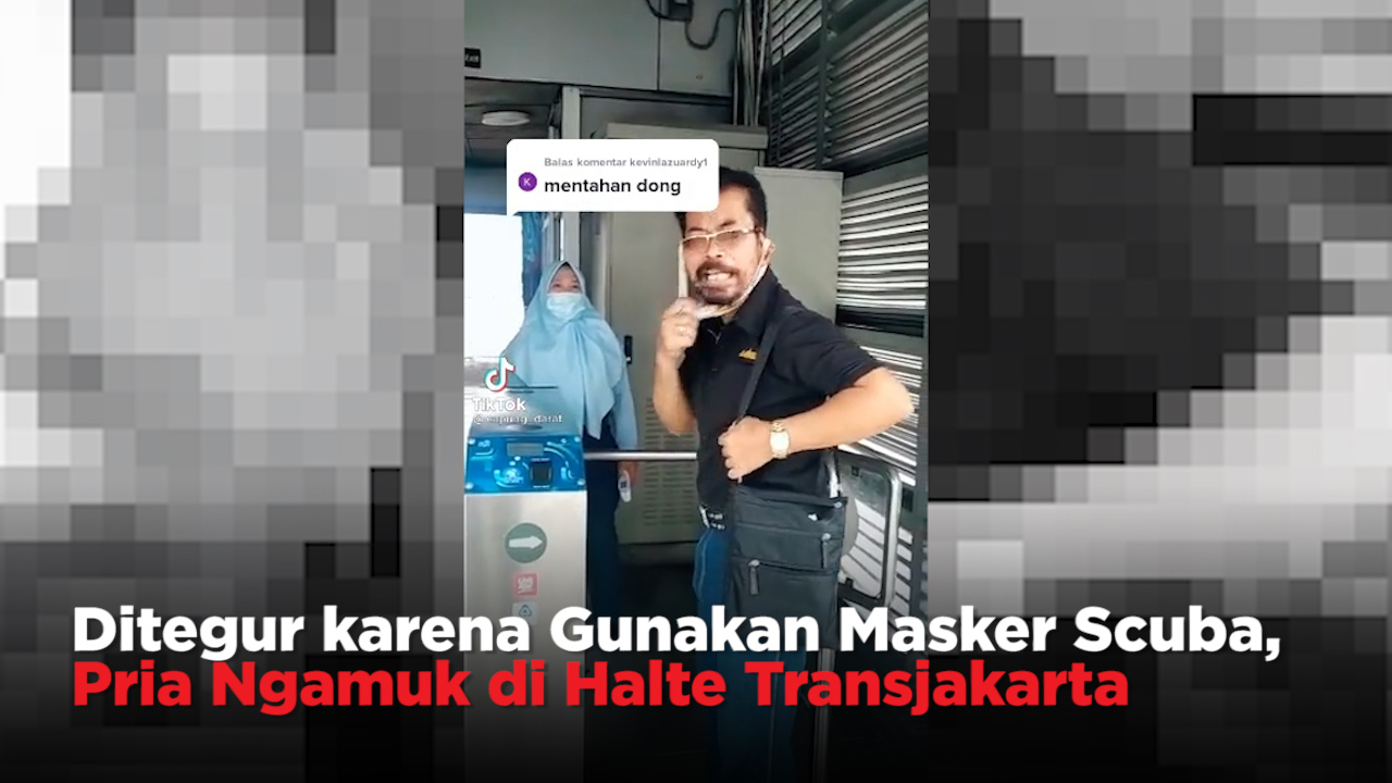 Ditegur karena Gunakan Masker Scuba, Seorang Pria Ngamuk di Halte Transjakarta