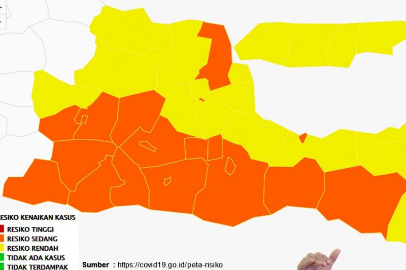Peta zonasi situasi COVID-19 di Jatim