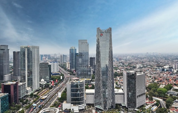 The Telkom Hub/Landmark Tower PT Telkom Indonesia yang berlokasi di Jalan Gatot Subroto, Jakarta Selatan. Foto: Dok Telkom Indonesia.