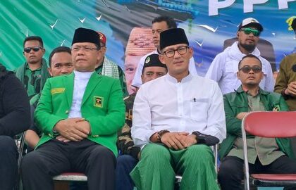 sandiaga hadiri harlah ppp mardino kami tidak mau cabut tanaman di lahan orang