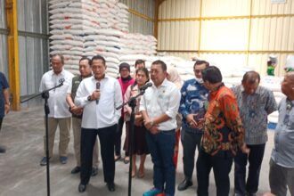 Direktur Utama Perum Bulog, Budi Waseso saat meninjau pelaksanaan operasi pasar beras di Pasar Induk Beras Cipinang, Jumat (3/2) siang. Foto: Ist