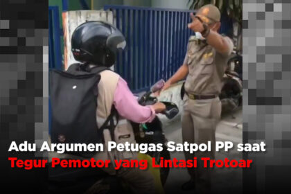 Adu Argumen Petugas Satpol PP saat Tegur Pengendara Motor yang Lintasi Trotoar
