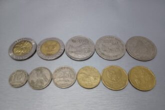 Sejumlah uang koin logam jadul yang viral di media sosial, harga per keping bisa mencapai Rp 50 juta untuk koin jadul Rp 1.000 bergambar kelapa sawit, Jumat (3/3). Foto: Joesvicar Iqbal/ipol.id
