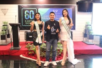 Merlynn Park Hotel Jakarta Peringati Earth Hour 2023 bersama Putri Bumi Indonesia 2021 Eunike Suwandi dan Miss Eco International Indonesia 2023 Angela Shannon. (ist./dok. Merlynn Park Hotel Jakarta).