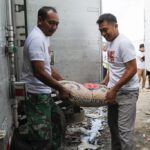 Komunitas Sopir Truk (KST) Banten memberikan bantuan di antaranya semen untuk renovasi tempat mandi, cuci, kakus (MCK) kepada CV Puji Taruno Trans di Batujaya, Kecamatan Batuceper, Kota Tangerang, Banten, belum lama ini. Foto: KST