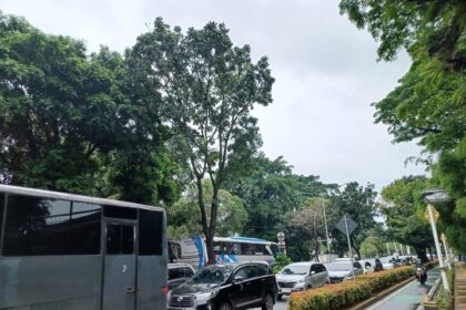 Jalur sepeda yang telah dibuat Pemprov DKI Jakarta di sejumlah wilayah di DKI masih bisa digunakan/dilalui oleh para pengendara kendaraan bermotor. Foto: Joesvicar Iqbal/ipol.id