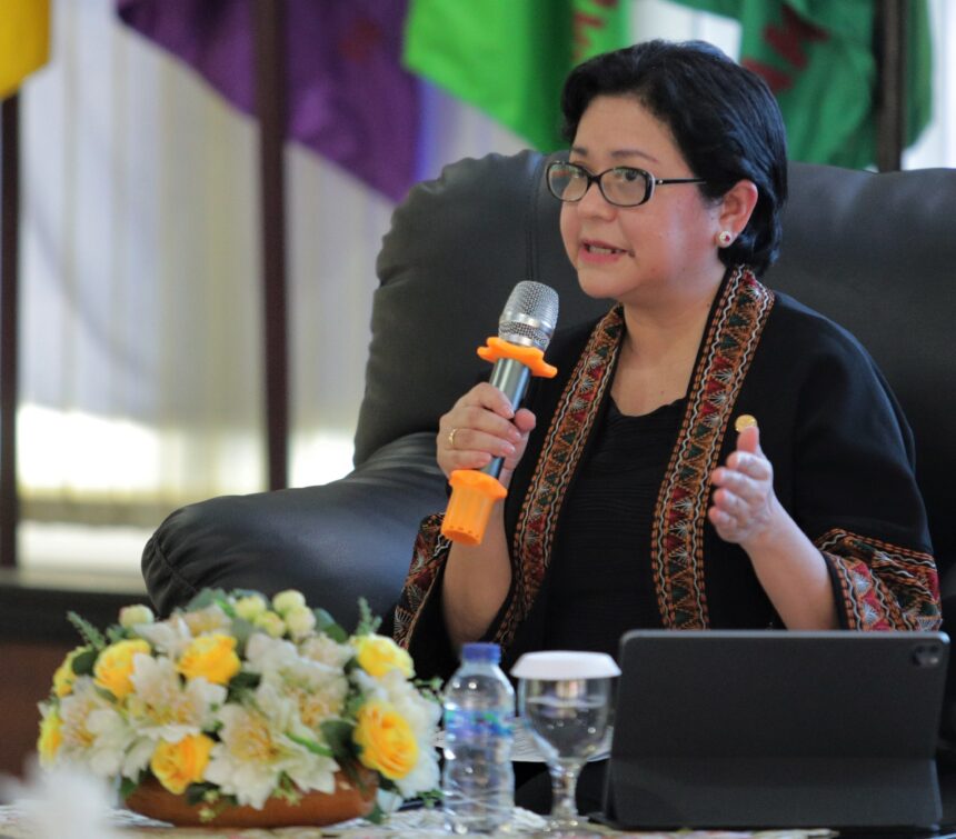 Ketua Dewan Audit OJK Sophia Wattimena saat memberikan pemaparan pada Kuliah Umum di Universitas Pattimura (UNPATTI), Ambon, Provinsi Maluku, Jumat (26/5). Foto: Dok OJK