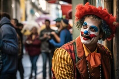 Ilustrasi - Orang mengenakan pakaian badut menghibur pengunjung di satu tempat. Foto: Freepik