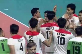 Selebrasi Timnas Voli Indonesia