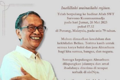 Sarwono Kusumaatmadja meninggal dunia pada usia 79 tahun. Foto: Tangkapan layar Twitter @LaodeMSyarif