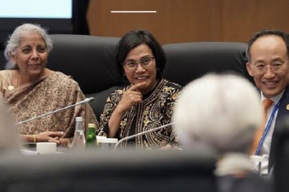Menteri Keuangan (Menkeu) Sri Mulyani Indrawati saat menghadiri acara ‘Dialogue with Partner Countries at the G7 Finance Ministers and Central Bank Governors’ Meeting: Tackling Immediate Challenges Facing Developing Countries’. Foto: Kemenkeu