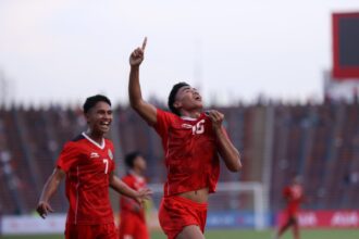 Garuda Nusantara menang 3-2 atas Vietnam pada babak semifinal di National Olympic Stadium, Phnom Penh, Sabtu (13/5).