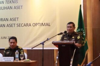 Kepala Pusat Pemilihan Aset (PPA) Kejaksaan Agung Syaifudin Tagamal saat memberikan pembekalan Bimbingan Teknis (Bimtek) terkait pemulihan dan penulusuran aset. Foto: Puspenkum Kejaksaan Agung