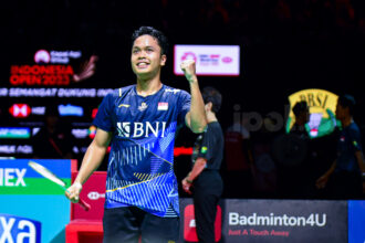 Pebulutangkis tunggal putera Indonesia Anthony Sinisuka Ginting. (Alidrian Fahwi/ipol.id)