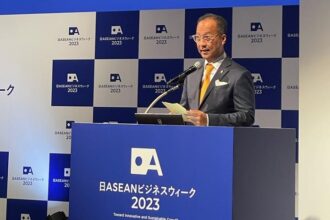 Menteri Perindustrian RI Agus Gumiwang Kartasasmita dalam sambutannya pada acara ASEAN-Jepang Business Week di Tokyo, Senin (5/6).