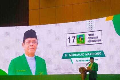 Plt Ketua Umum DPP PPP, Mardiono saat memberikan sambutan. Foto: PPP