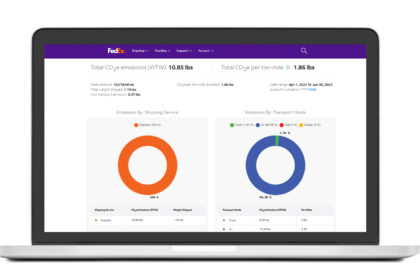 Tampilan tools baru yang diperkenalkan oleh FedEx terkait jejak karbon.