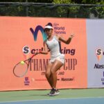Putri Indonesia, Mischka Sinclaire Goenadi (14) bersiap menantang unggulan teratas pada babak perempat final ajang Soul Parking World Tennis Tour Juniors, Kamis, 6 Juli 2023.