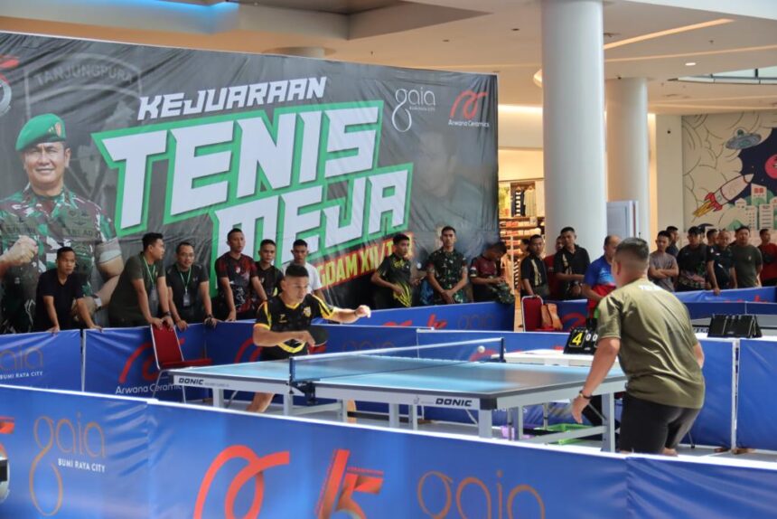 Kejuaraan Tenis Meja Piala Pangdam XII/Tanjungpura yang digelar di Gaia Bumi Raya City Mall, Kubu Raya, Kalimantan Barat. Foto: Kodam Tanjungpura