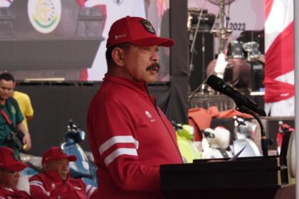 Jaksa Agung ST Burhanuddin saat memberikan sambutan pada acara Penutupan Pekan Olah Raga (POR) Hari Bhakti Adhyaksa (HBA) ke-63 Tahun 2023 di Lapangan Badiklat Kejaksaan RI, Jaksel, Sabtu (15/7). Foto: Puspenkum Kejaksaan Agung