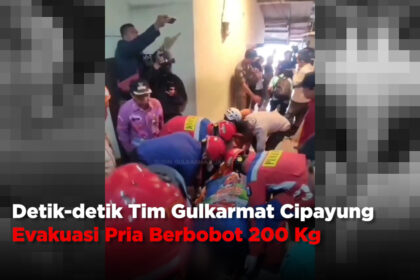 Detik-detik Tim Gulkarmat Cipayung Evakuasi Pria Berbobot 200 Kg