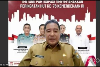 Direktur Jenderal (Dirjen) Politik dan Pemerintahan Umum, Bahtiar dalam gelaran webinar bertema 'Sosialisasi Surat Edaran Menteri Sekretaris Negara Tentang Partisipasi Menyemarakkan Kegiatan HUT Kemerdekaan RI ke-78', Senin (31/7). Foto: Yudha Krastawan/IPOL.ID