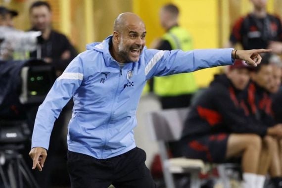 Manajer Manchester City Pep Guardiola . (ANTARA/AFP/KAMIL KRZACZYNSKI)