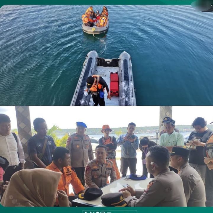 Timsar bersama TNI dan Polri, masih berusaha tetap mencari korban hilang di Teluk Wamasangka Tengah, Foto: Instagram, @kendariinfo