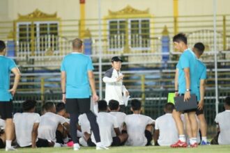 Sesi latihan Timnas U-23 Indonesia, sebelum menghadapi Malaysia pada laga pertama Grup B Piala AFF U-23 di Rayong Province Stadium, Thailand. PSSI.org