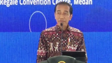 Presiden Joko Widodo saat menghadiri acara Pengukuhan DPP GAMKI Tahun 2023-2026 di Medan, Sumatera Utara, Sabtu (19/8/2023).  Foto/ANTARA