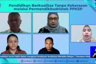 Tampak webinar Silaturahmi Merdeka Belajar (SMB), dengan tema “Pendidikan Berkualitas Tanpa Kekerasan melalui Permendikbudristek PPKSP”, pada Kamis (24/8). Foto: Ist