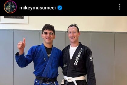 Mark Zuckerberg saat sparring bela diri tarung bebas bersama atlet Atlet One Championship, Mikey Musumeci,