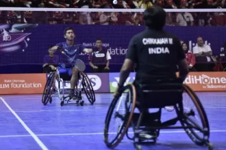 Hikmat Ramdani/Leani Ratri Oktila menyumbang medali emas dari nomor Ganda Campuran SL 3 – SU 5 FOX’S Indonesia Para Badminton International 2023 setelah mengalahkan rekan senegara mereka, yakni Fredy Setiawan/Khalimatus Sadiyah. Foto/dok/Megapro