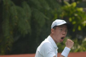 Andalan Indonesia, Justin Barki (23 tahun) berhasil melangkah ke final tunggal pekan pertama ITF World Tennis Tour Men's 25K di hard court Victoria Park, Hongkong. Foto/ist