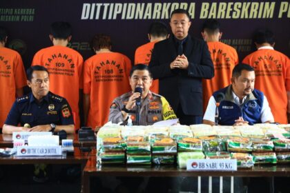 Dirtipidnarkoba Bareskrim Polri Brigjen Mukti Juharsa, saat rilis kasus narkoba di Jakarta, Rabu (6/9). Foto: Humas Polri