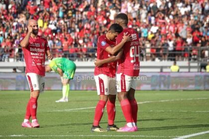 Pemain Bali United merayakan gol ke gawang Dewa United pada laga BRI Liga 1 2023/2024/dok/ LIB