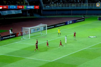 Egy Maulana Vikri menggenapinya gol kemenangan Indonesia vs Turkmenistan di menit akhir pertandingan, tepatnya menit 90+2. Foto: Twitter Timnas Indonesia