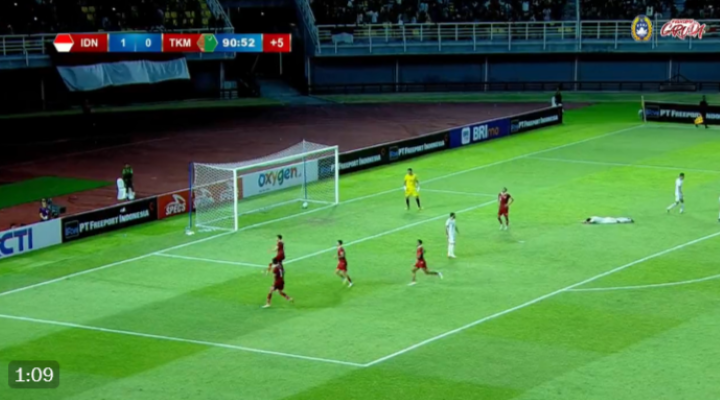 Egy Maulana Vikri menggenapinya gol kemenangan Indonesia vs Turkmenistan di menit akhir pertandingan, tepatnya menit 90+2. Foto: Twitter Timnas Indonesia