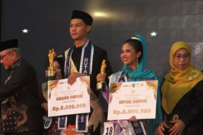 Tampak prosesi malam final Duta Pariwisata dan Ekonomi Kreatif Kota Depok 2023. Foto: Ist