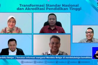 Tampak webinar Silaturahmi Merdeka Belajar (SMB), dengan tema Transformasi Standar Nasional dan Akreditasi Pendidikan Tinggi”, pada Kamis (7/9). Foto: Kemendikbudristek
