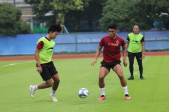 Timnas Indonesia U-24 tengah berlatih guna melakoni babak 16 besar sepak bola Asian Games 2022. Foto: PSSI