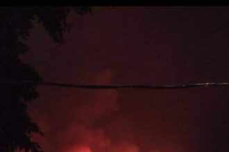 Sisi Utara Gunung Lawu saat malam hari foto: Twitter, @Jateng_Twit