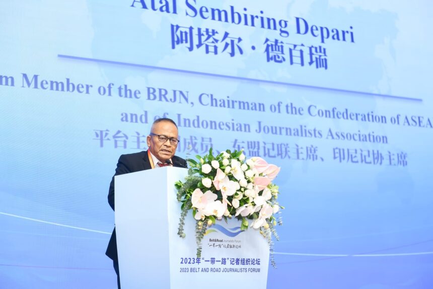 Atal S Depari Bicara di Forum Belt and Road Journalists Forum (BRJF) 2023 di Beijing. Foto/istimewa