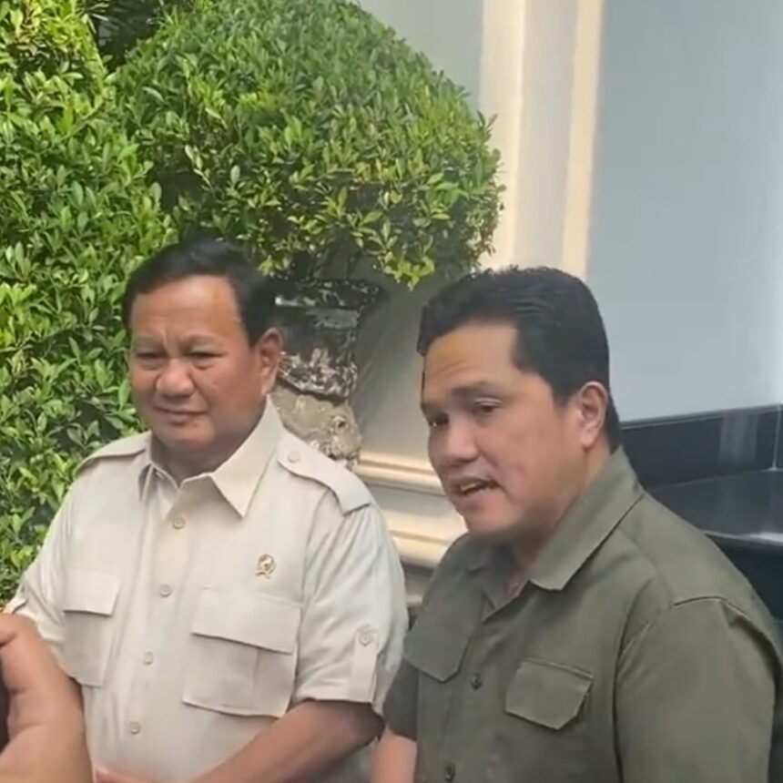 Menteri BUMN Erick Thohir undang Prabowo Subianto makan siang dikediamannya. Foto: IG, @erickthohir (tangkap layar)