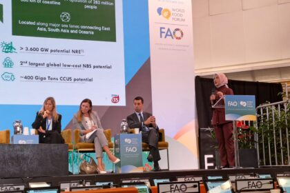 Direktur Utama PT Pertamina Persero Nicke Widyawati Menjadi Narasumber World Food Forum Di kantor Food Agriculture Organization (FAO), Roma, Italia, Kamis (19/10). Foto: Dok Pertamina