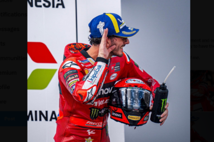 Francesco Bagnaia berhasil menjuarai Pertamina Grand Prix of Indonesia 2023. Foto: Twitter X @peccobagnaia