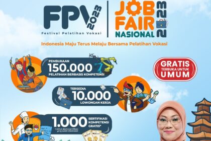 Acara tahunan Festival Pelatihan Vokasi dan Job Fair Nasional hadir 27-29 Oktober 2023 di Hall-A, Jakarta International Expo, Gedung Pusat Niaga Arena Jiexpo Kemayoran lantai, Jakarta. Foto: Kemnaker