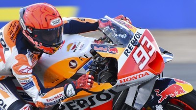 Marc Marquez menuju Indonesia guna mengikuti MotoGP Mandalika 2023. (AP/Rui Vieira)