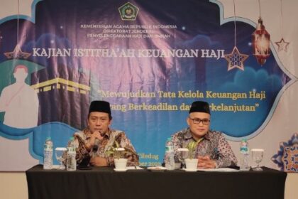 Direktur Bina Haji Arsad Hidayat membuka Diskusi Kajian Istithaah Keuangan Haji di Tangerang, Banten. Foto: Kemenag