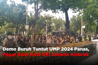 Demo Buruh Tuntut UMP 2024 Panas, Pagar Balai Kota DKI Jakarta Ambruk